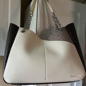 Calvin Klein White and Brown Women's Bag